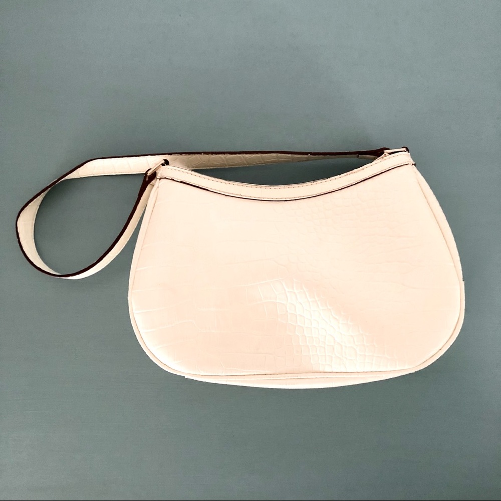 Liz Claiborne crocodile embossed off white bag